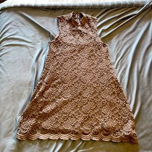 Brown/Tan Lace Shift Dress